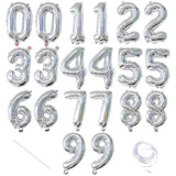 20pcs Silver Number Balloons 0-9 Foil Birthday Anniversary Graduation Decor