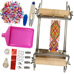 The Second Generation Adjustable Bead Loom Kit With Seed Beads,Large Eye Curved Beading Needle, Funnel Tray,Lobster Clasp,Open Ring And Bead Mat For Jewelry Making Kit