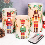 Nutcracker Christmas Flameless Candles Remote: Real Wax Flickering Battery Operated Candles - Home Party Bedroom Birthday Holiday Xmas Decorations