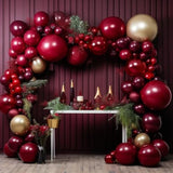 Burgundy Balloons Double Stuffed Red Maroon Balloon Garland Different Sizes 18/12/5In Wine Ruby Red Balloon Arch Kit For Birthday Bridal Wedding Christmas Party Decorations
