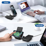 Wireless Charger, 2 In 1 Wireless Charging Stand Dock Foldable 20W Fast Charge For Iphone 16 15 Pro 14 13 12 11 Pro Max Xs,Airpods, For Samsung Galaxy S24/S23/S22/S21/S20,Note20/10,Galaxy Buds,Black