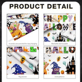 Happy Halloween Classroom Banner Backdrop with Ghost Spider Bat Pumpkin Decor for Wall