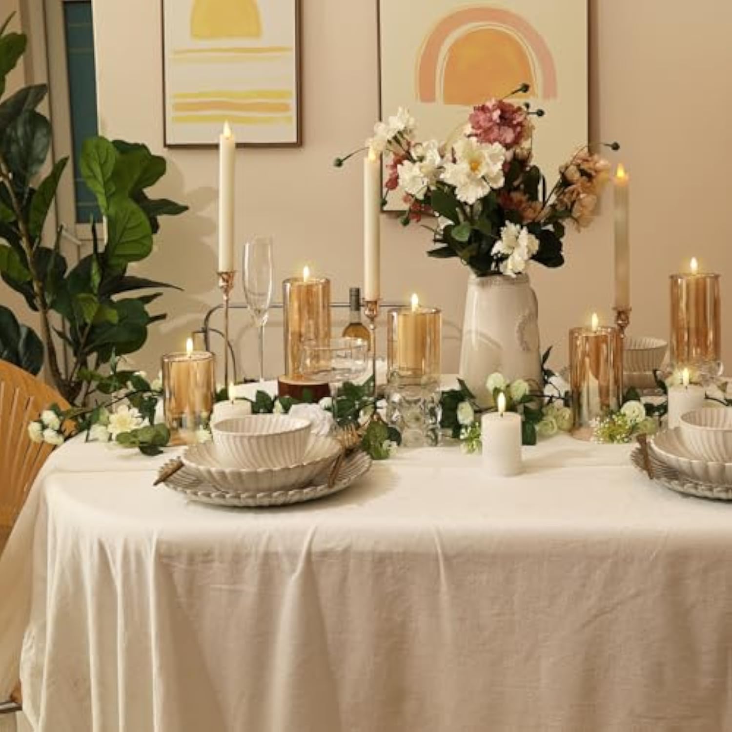 Flameless Candles With Remote Timer - Glass Real Wax 3D Wick Led Pillar Votive Candle Set Battery Operated Flickering Light For Home Christmas Decoration - Gold 3 Pack