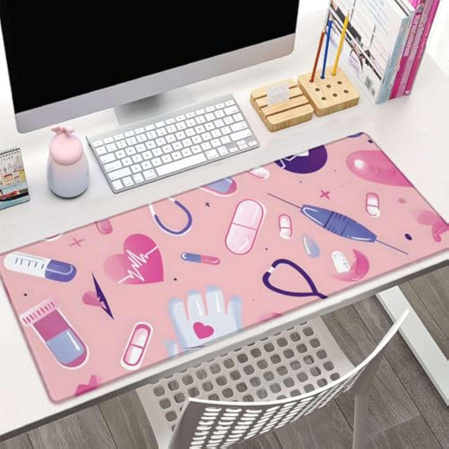 Medical Theme Gaming Mouse Pad Gifts 31.5" X 11.8", Non-Slip Rubber Base Mousepads For Computers Laptop School Office Home Accessories Decor, Mouse Pad, Keyboard Desk Mat
