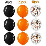Orange & Black Confetti Balloon Set - 50 Piece Halloween Party Decoration