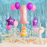 2 Pack Light Blue Tinsel Backdrop - 3.28 Ft X 6.56 Ft Fringe Backdrop, Glitter Foil Fringe Curtains For Party Decorations, Birthday, Bachelorette, Graduation, Wedding (Light Blue, 2 Pack)