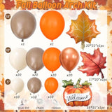 Fall Thanksgiving Balloon Arch Kit with Pumpkin Maple Leaf Foil Balloons for Autumn Party