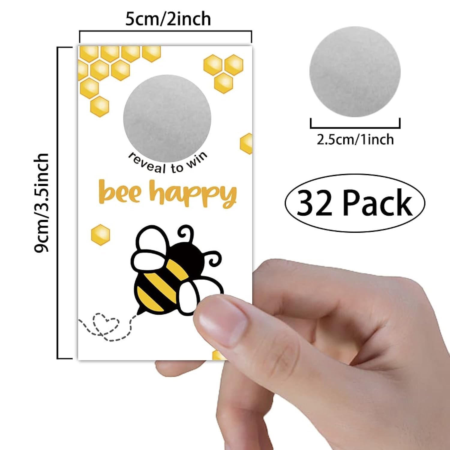Bee Theme Party Scratch Off Game Cards?32 Pcs?Baby Shower Games Festive Raffle Tickets Class Reunion Scratch Off Game Cards Christmas Family Holiday Games Supplies For Kids Adults