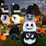 7.6ft Halloween Inflatables Pumpkin Ghost Tower Outdoor Decoration
