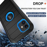 For Iphone 12 Case, Iphone 12 Pro Case With Belt Clip Holster, 2X Screen Protector, Heavy Duty Military Grade Full Body Shockproof Rugged Protective Cover For Iphone 12/12 Pro (Black Blue)