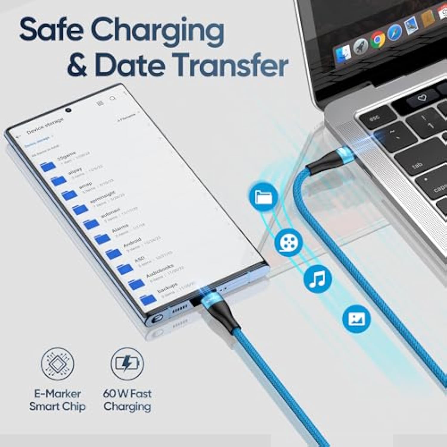 Usb C To Usb C Cable 10Ft 4-Pack, Usb C Charger Cable 60W Nylon Braided Compatible For Phone 15/15 Pro/15 Pro Max, Macbook Air/Pro, Samsung Galaxy S23/S22 Ultra, Switch