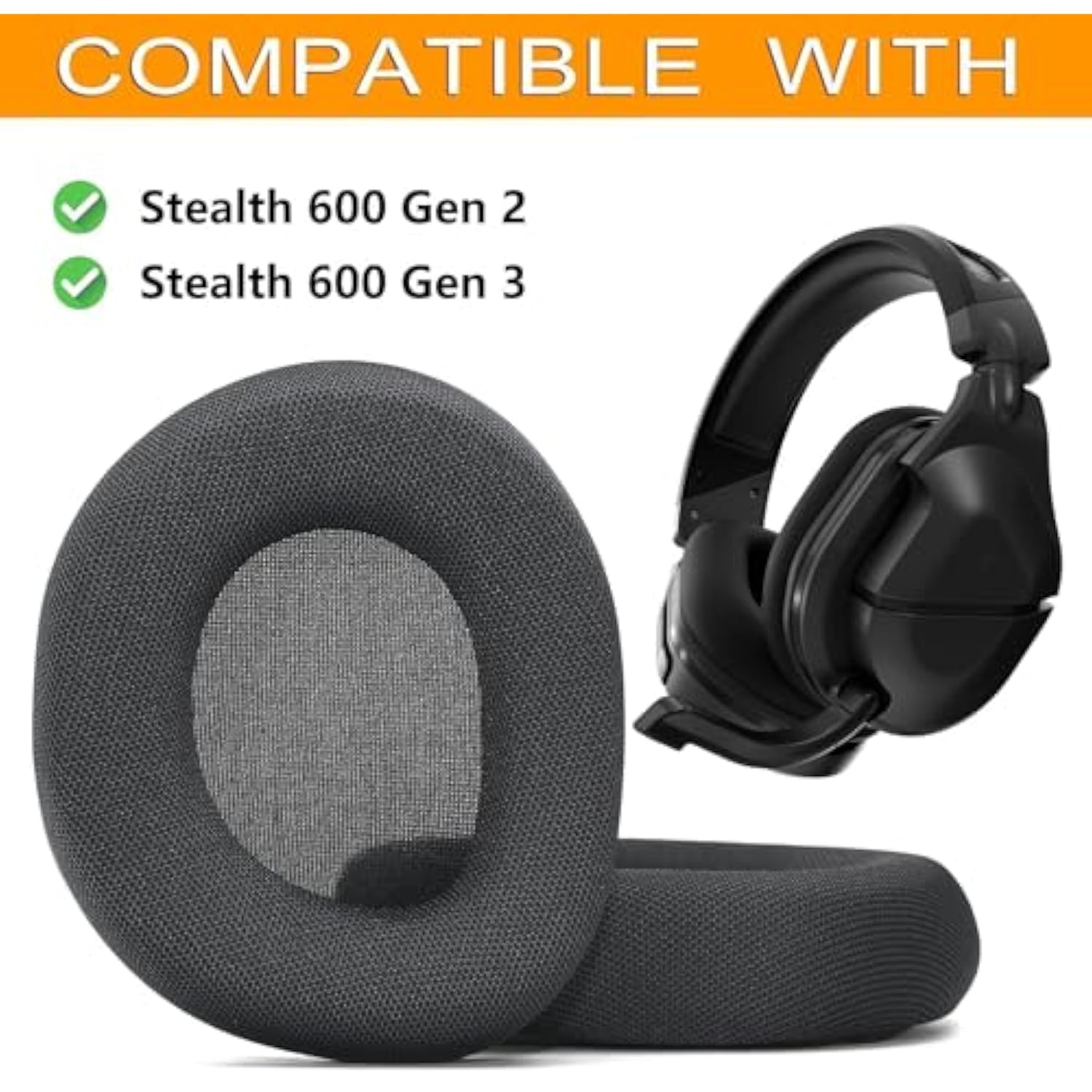 Stealth 600 Gen3 Ear Pads And Microphone Foam Replacement Ear Cushions Compatible With Turtle Beach Stealth 600 Gen 2/600 Gen2 Usb/600 Gen 2 Max/600 Gen3(600Xb) Wireless Headset