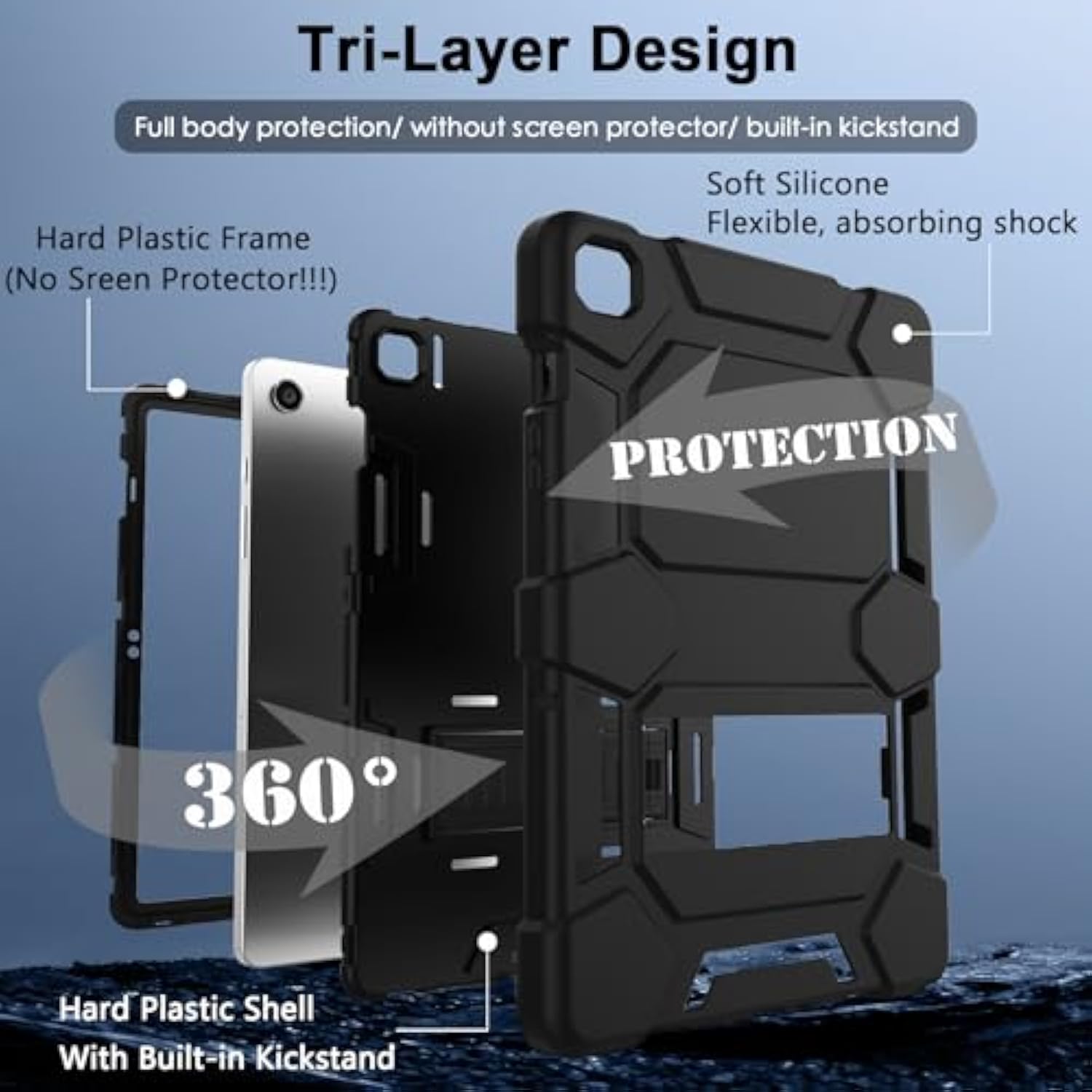 Case For Samsung Galaxy Tab A9+/A9 Plus 11" 2024 Model (Smx210/X216/X218), Complete Protection Heavy Duty Shockproof Rugged Protective Case For Kids Boys Girls, Black