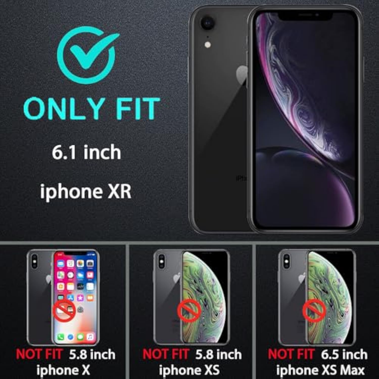 For Iphone Xr Case, Military Grade 3 In 1 Heavy Duty Shockproof/Drop Proof/Dust Proof Case With 2Pcs Tempered Glass Screen Protector (Black/Grey)