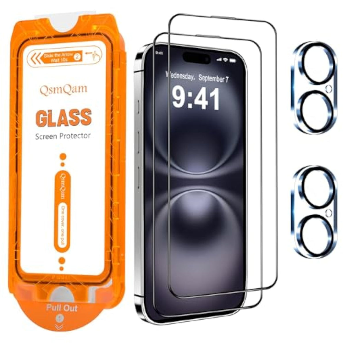 Iphone 16 Screen Protector With Camera Lens 2+2 Pack 9H Shatterproof Full Coverage