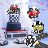 Car Birthday Cake Topper Race Car Cake Decoration For Boy Girl Man Racing Car Checkered Flag Themed Birthday Party Supplies Double Sided