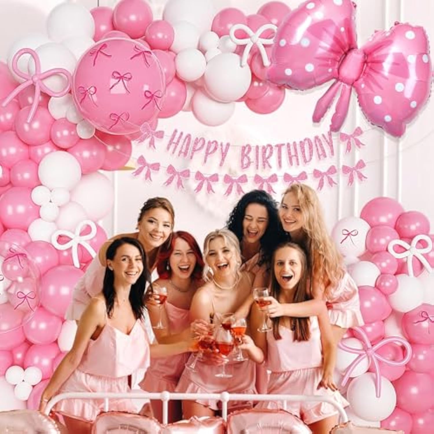 166pcs Pink Bow Balloon Arch Kit for Wedding, Baby Shower & Bachelorette Parties