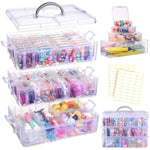 Bead Organizers And Storage, 56 Pcs Small Plastic Containers With Lids And 3-Tier Stackable Storage Box, Mini Clear Organizers For Jewelry Toys Craft Storage (4 Sizes)