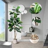 Artificial Fiddle Leaf Fig Tree, 7Ft Tall Faux Ficus Lyrata Fake Tree In White Pot, Artificial Tree Indoor Decor, Fiddle Leaf Fig Tree Fake Plant For Home Office Living Room Decoration Modern