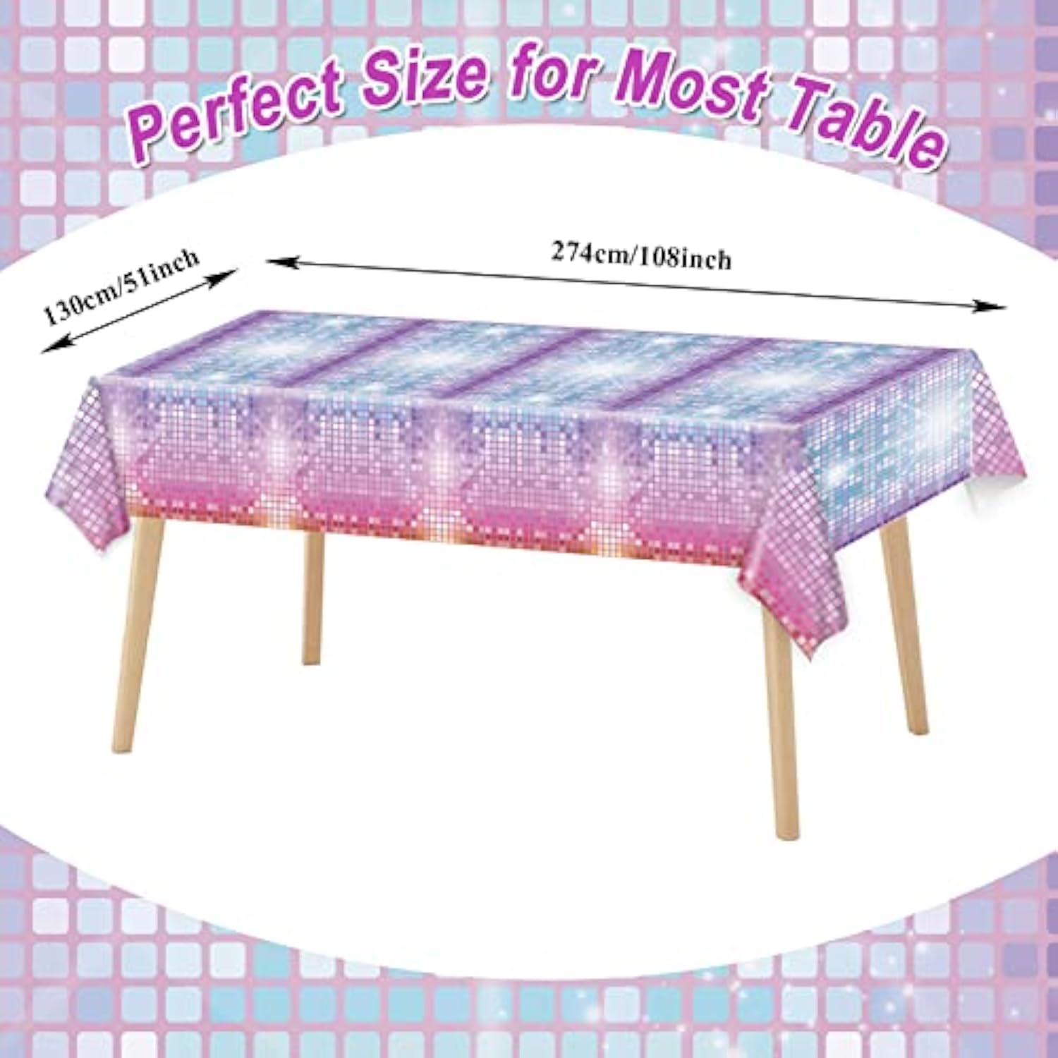 3 Pcs Disco Tablecloth Las Vegas Casino Theme Table Cover Table Decorations For 60S 70S 80S 90S Disco Birthday Party Supplies