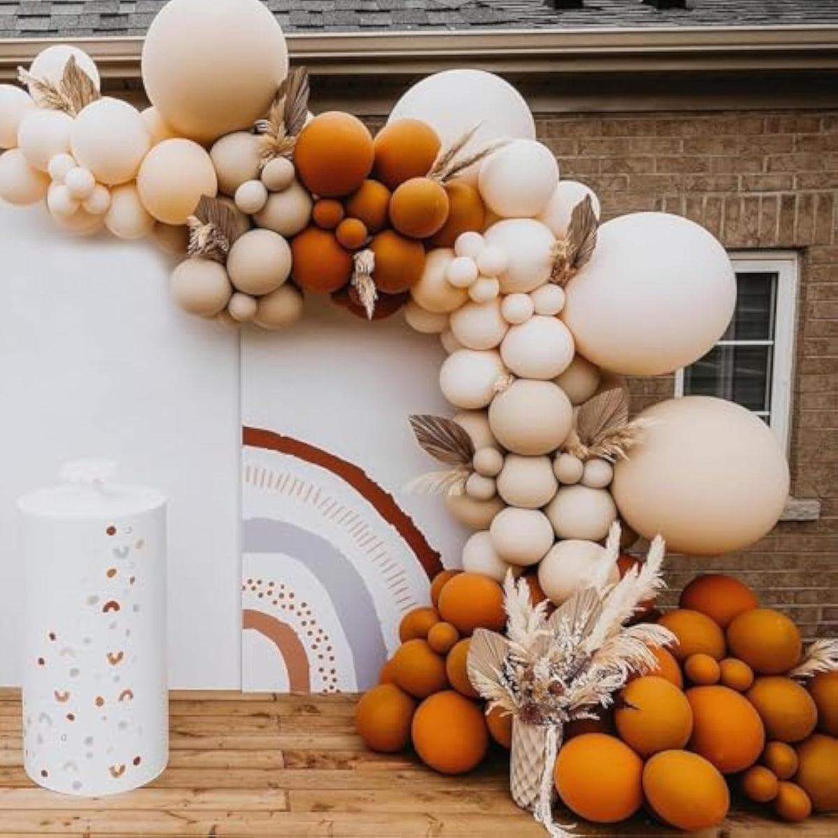 161PCS Fall Balloon Arch Kit with Burnt Orange Terracotta Balloons for Thanksgiving