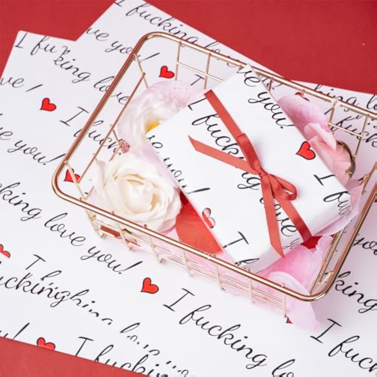 Funny Valentine'S Day Wrapping Paper Sheet - 6 Sheets I Fucking Love You Design Folded Flat For Wedding, Anniversary, Birthday, Party - 19.7 Inch X 27.5 Inch Per Sheet