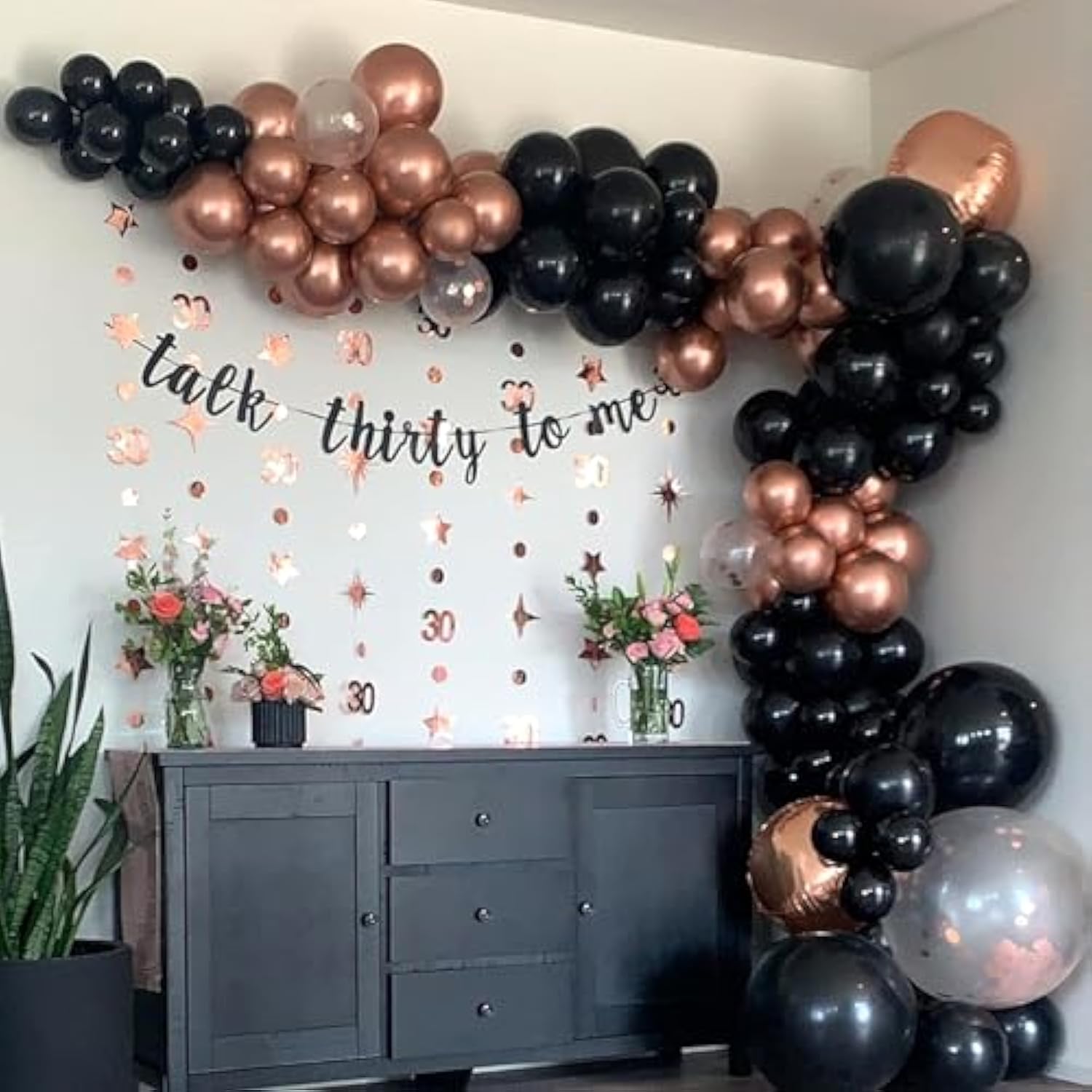120PCS Black and Rose Gold Balloon Arch Kit for Weddings, Birthdays & Celebrations