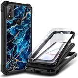 Compatible With Gabb Phone 4 Case With Tempered Glass Screen Protector, [16Ft Military Grade Drop Tested] Full-Body Protective Shockproof Rugged Bumper Cover (Sapphire)