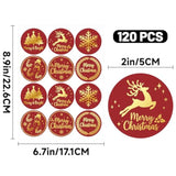 Merry Christmas Stickers - 2 Inch 120Pcs Merry And Bright Sticker Gold Foil Holiday Stickers Large Christmas Tree Snowflake Snowman Labels For Envelope Seals Cards Ornaments(Random Style)