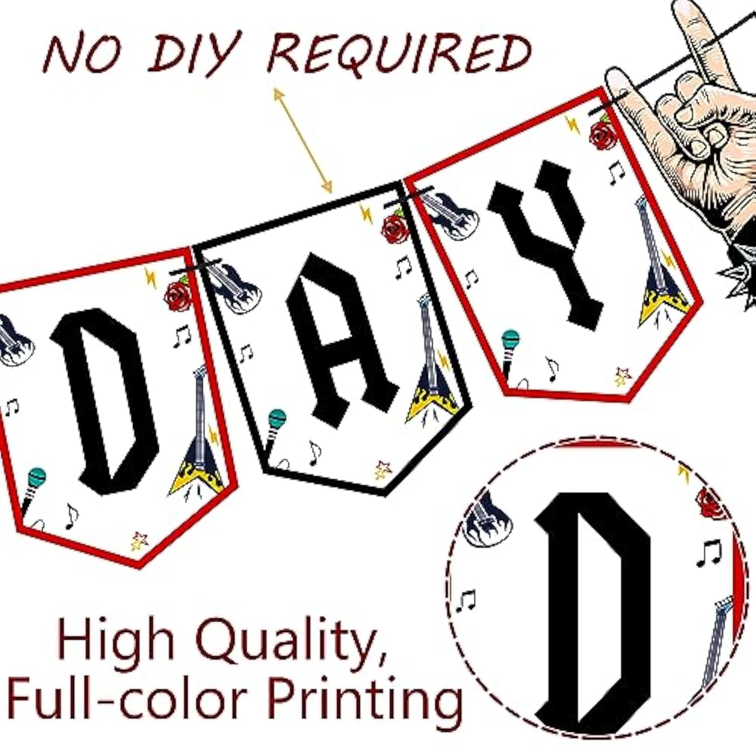 Rock And Roll Birthday Banner 3Pcs One Rocks Party Banners Rock Music Birthday Party Decoration Rock Party Hanging Cutout Banners For Rock And Roll Baby Shower Supplies
