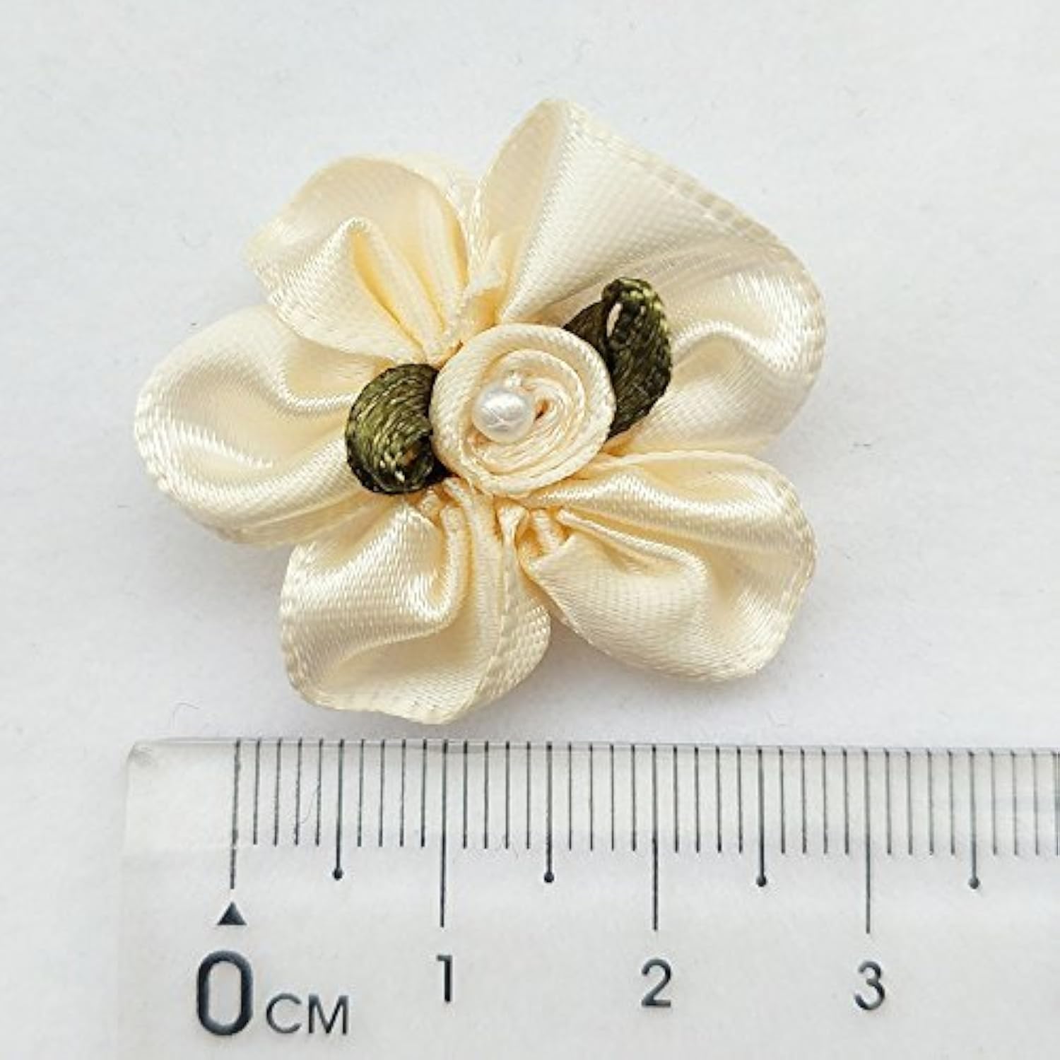 40Pcs Satin Ribbon Flower Bows Rose Craft Wedding Sewing Appliques Pol