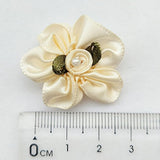 40Pcs Satin Ribbon Flower Bows Rose Craft Wedding Sewing Appliques Pol