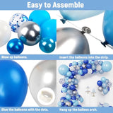 Blue & Silver Balloon Garland Kit: Baby Shower, Birthday, Graduation Decor