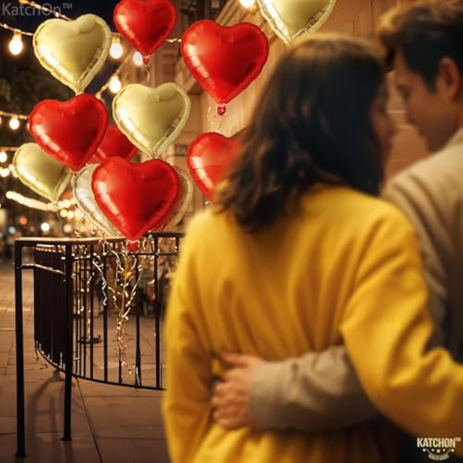 Red And Gold Heart Balloons, 12 Pack, 18 Inch, Foil/Mylar, Helium Supported, Valentine'S Day, Adult, Unisex, Love, Balloons