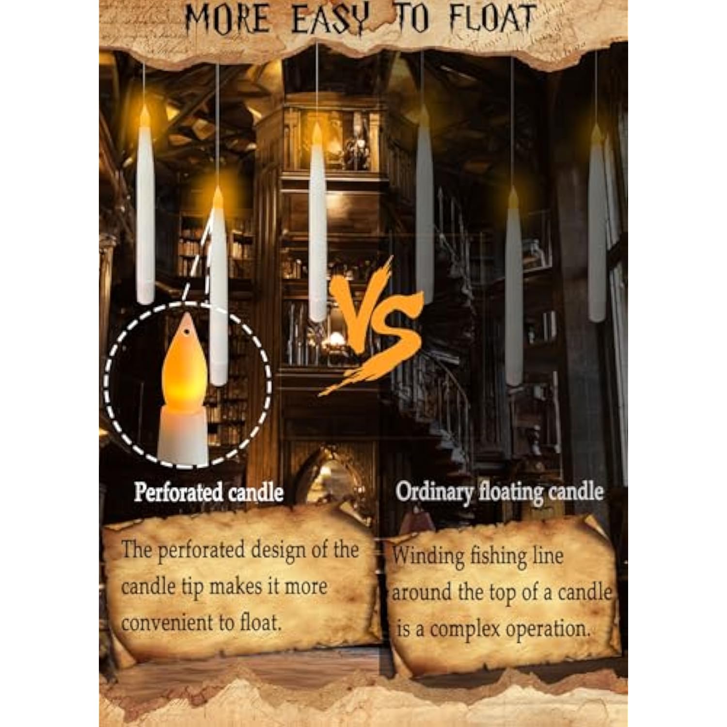 18Pcs Floating Candles With Magic Wand Remote, Battery Operated Flameless Taper Candles, Flickering Warm Led Light Window Candle For Halloween Decorations Christmas Wedding Party Decor