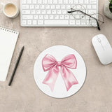 Coquette Bow Mouse Pad, Coquette Pink Bow Ribbon Mousepad Mouse Mat With Non-Slip Rubber Base For Home Office Desk Accessories, Aesthetic Office Supplies For Women Girls, 7.9X7.9 Inch