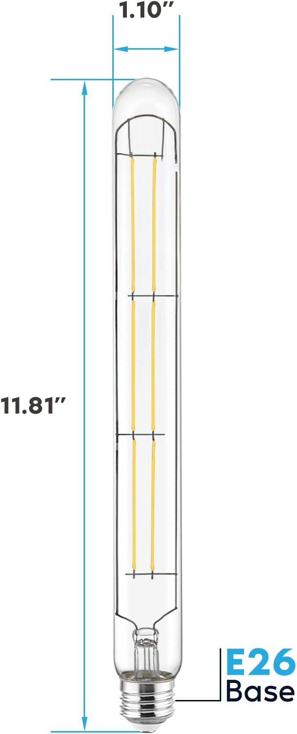 Vintage T9 Long LED Tube Bulbs E26 3500K Natural White Dimmable Edison Filament Bulbs 4 Pack