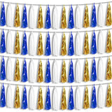 4P Navy-Blue White-Gold Foil Fringe Metallic Tassel-Garland, Tassels Banner Streamers For Parade Floats, Bachelorette, Wedding, Birthday, Halloween, Christmas, Bridal/Baby Shower Party Decorations