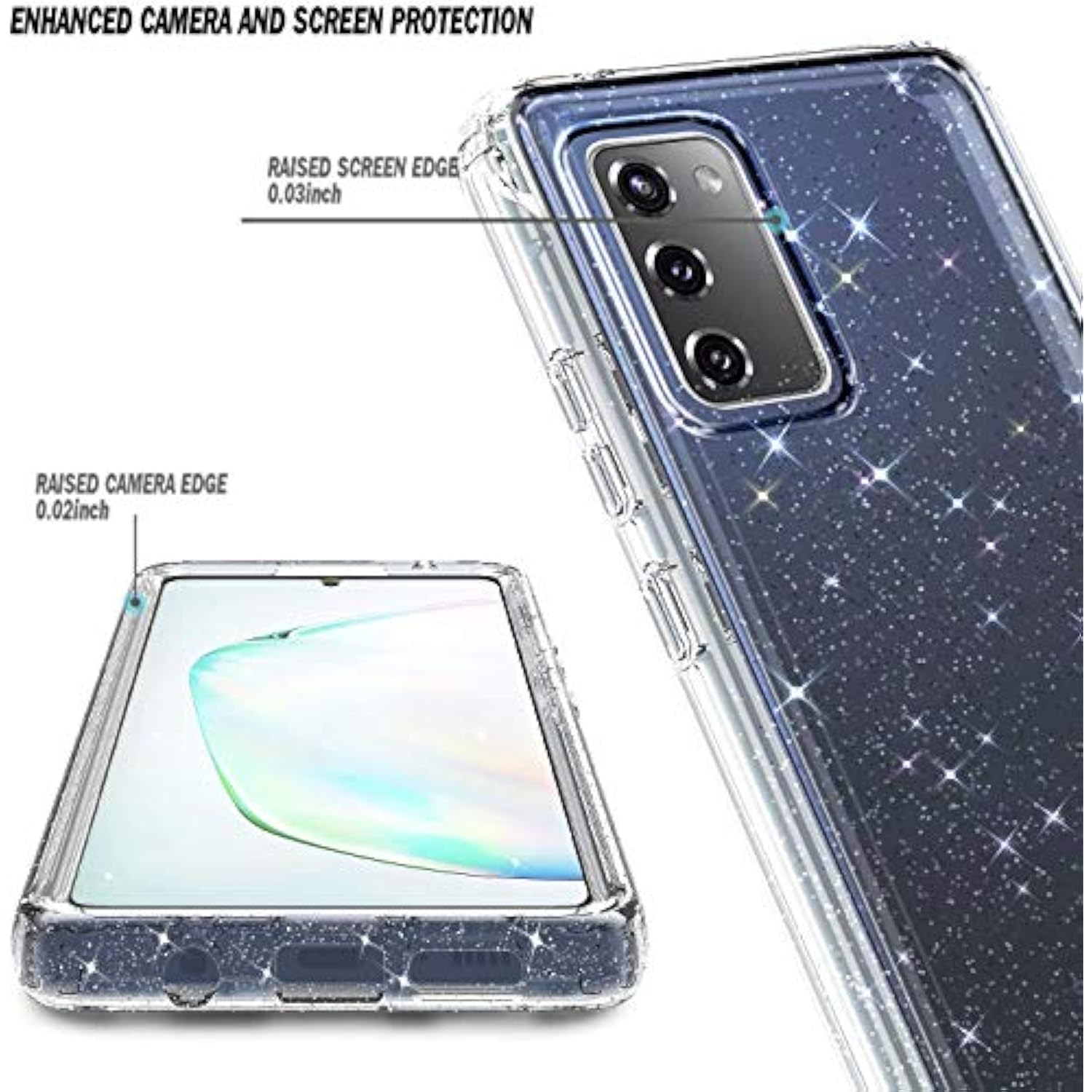 Designed For Samsung Galaxy S20-Fe 5G Case, Crystal Glitter Clear | With [Built-In Screen Protector], Full-Body Protective Shockproof Rugged Bumper Phone Cover