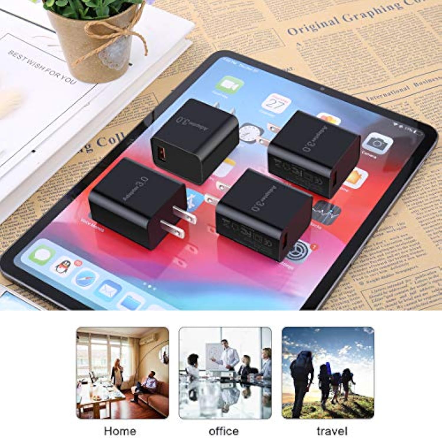 Fast Charge 3.0 Usb Wall Charger [4-Pack] 5V 3A Fast Charging Block 18W Qc Power Adapter For Wireless Charger Stand, Compatible With Iphone 16 15 14 Pro Max Galaxy S24 S23 Ultra 22 21 20 A03S