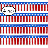 Parade Floats Foil Fringe Skirting Decorations - Pack Of 4 - Each 15" X 10 Feet American Flag Stripes And Stars Metallic Tinsel Patriotic Garland For 4Th Of July, Homecoming Or Christmas Float (4)