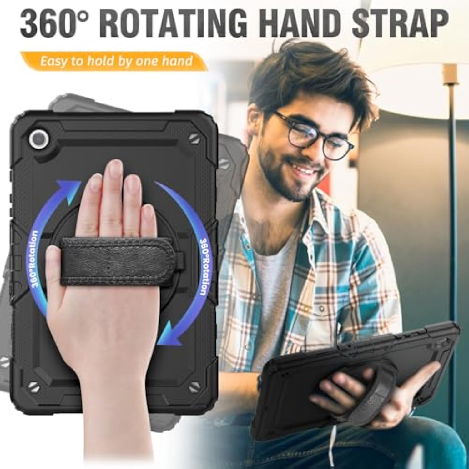 Case For Samsung Galaxy Tab A9+ Plus 11 Inch, Protective With Screen Protector/Hand Strap/Pen Holder, Sturdy Shockproof For Samsung A9 Plus Tablet Case Smx210 Smx216 Smx218 Black
