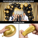 Black And Gold Balloons Garland Arch Kit With Black Gold Confetti Ball