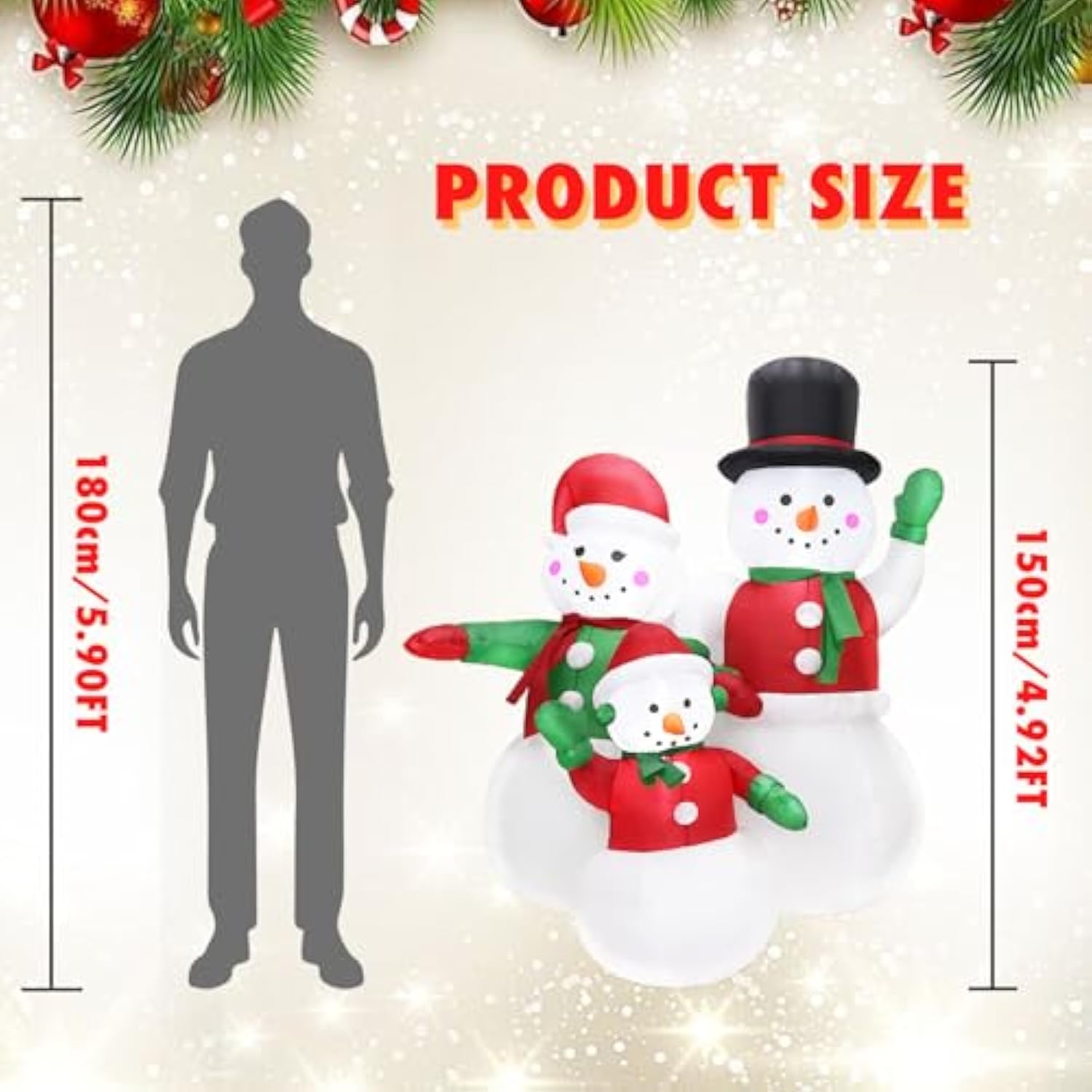 5 Ft Christmas Inflatables Snowman Family Outdoor Decoration With Built In Led Lights Blow Ups Christmas Snowman Decorat