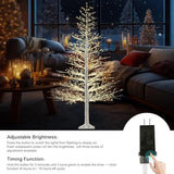 7Ft Lighted Birch Tree With 1500 Warm White Leds, Prelit Christmas Tree With Twinkle Lights, Outdoor Indoor Led Birch Tree With Timer & Brightness Control, Christmas Tree Decor