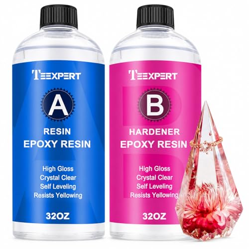 Epoxy Resin Crystal Clear: 64Oz Epoxy Resin Kit Fast Curing Heat Resistant For Casting Coating Art Diy Craft Jewelry Wood Table Top Flower Preservation- 2 Part(32Oz Resin And 32Oz Hardener)