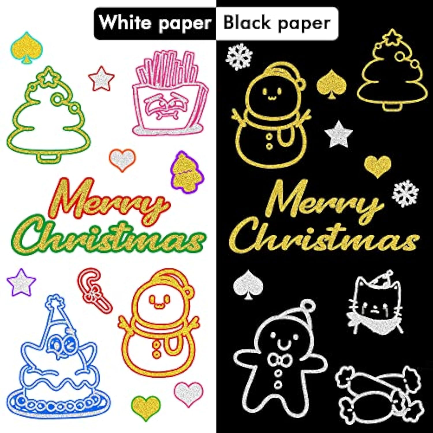 40 Pack Double Line Outline Permanent Markers, 20 Silver And 20 Gold Colors Squiggles Shimmer Markers Set, Self Outline Metallic Marker Pens For Drawing, Christmas Card, Diy Crafts