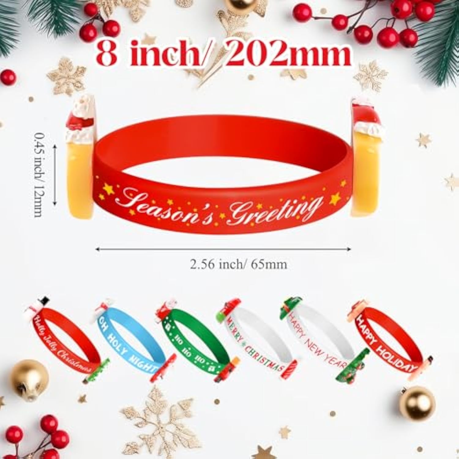 20 Pieces Merry Christmas Rubber Bracelets Silicone Wristbands For Holiday Party Goodies Bags Stuffers Filler Favors Classroom Prizes School Class Exchange Supplies