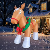 5 Ft Christmas Inflatable Horse Decoration, Led Lighted Xmas Horse Blow Up Decor For Farm Lawn Yard Garden Home Indoor O