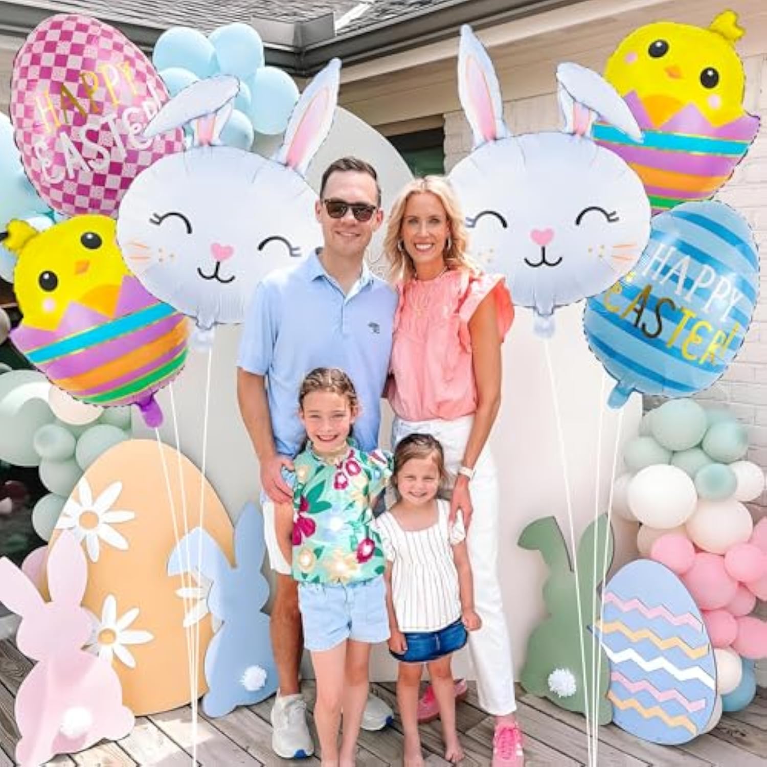 6Pcs Easter Bunny Balloons, Chick Balloons, Rabbit Head Foil Myla Balloons With Easter Eggs Balloons For Easter Party Decorations, Baby Shower, Spring Celebration Arch Decorations